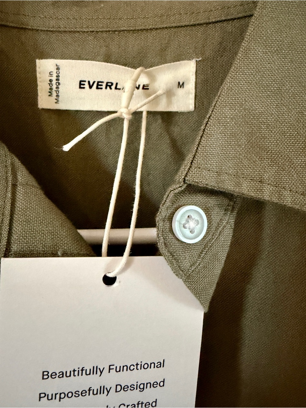 Everlane Olive Green Utility Button-Down Shirt - NWT - Picture 6 of 8